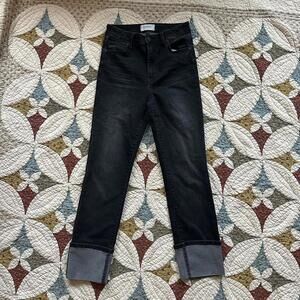 Evereve Ever Straight w Cuff high waist black jeans size 25” waist piratecore